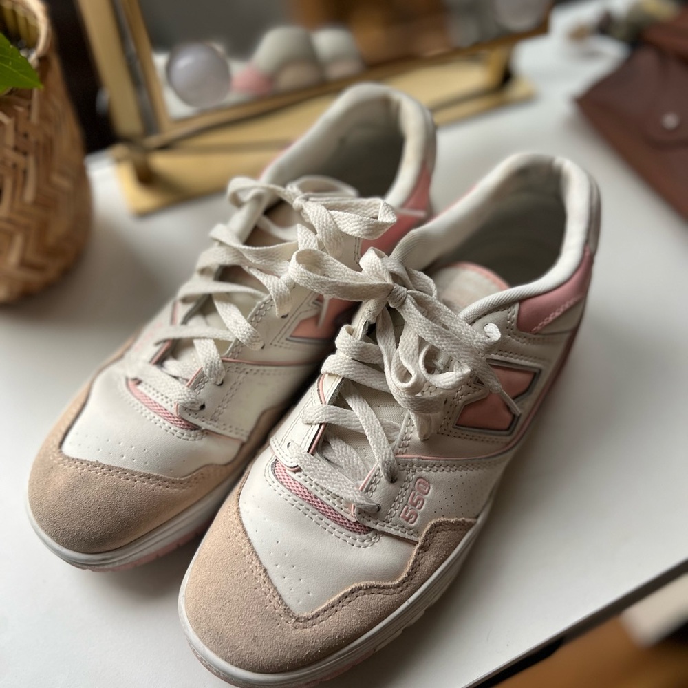 New Balance 550 Pink and White Sneakers- Size 8.5